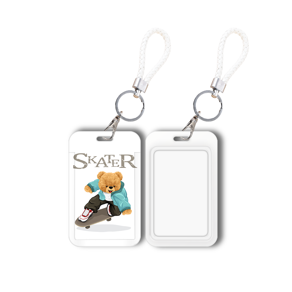 Anti-Lost Plastic Student Bus ID Card Holder Cartoon Lovely Bear Pattern Card Holder With Straps Accessories Card Case Wholesale