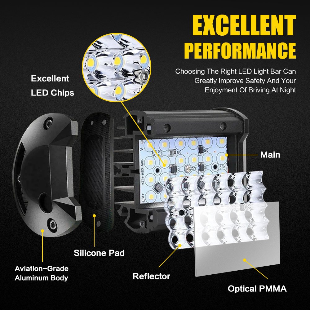 Universal 4 Inch 72W 9-30v Work Light Waterproof White Spot Beam Car Headlight Fog Light for SUV ATV Track Backup Lights