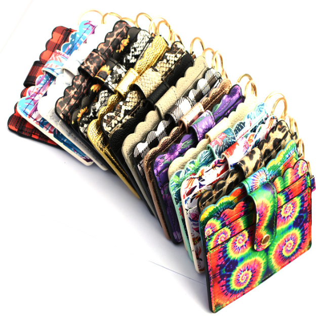 Women Popular Fashion Metal Atm Keychain Men Women Business Id Credit Pu Leather Pure Slim Unisex Card Holder Wallet Mini Purse
