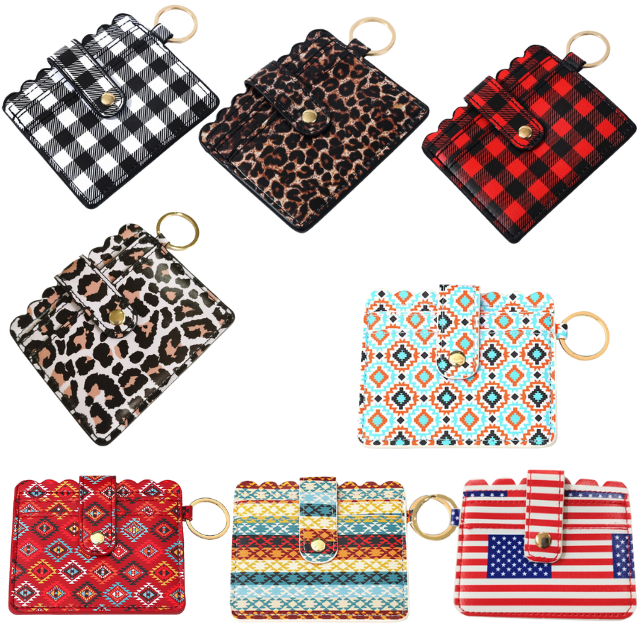 Women Popular Fashion Metal Atm Keychain Men Women Business Id Credit Pu Leather Pure Slim Unisex Card Holder Wallet Mini Purse