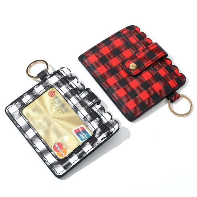 Women Popular Fashion Metal Atm Keychain Men Women Business Id Credit Pu Leather Pure Slim Unisex Card Holder Wallet Mini Purse