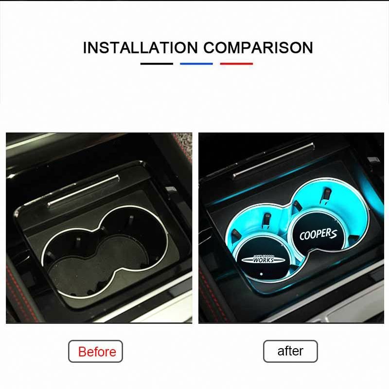 Newly Design Car Interior Accessories LED Luminous Cup Bottle Drinks Mat Water Cup Pads Holder Coaster