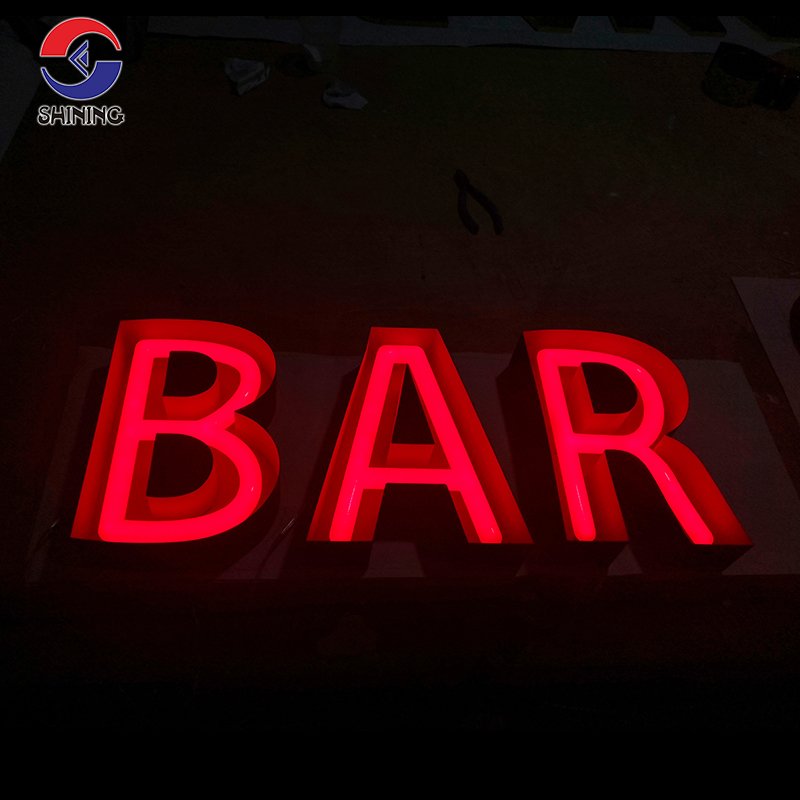 Custom Business Signs logo Outdoor 3D logo Shop Name Sign LED Outdoor Lighted Metal Channel Letters for Barbers Shop Sign