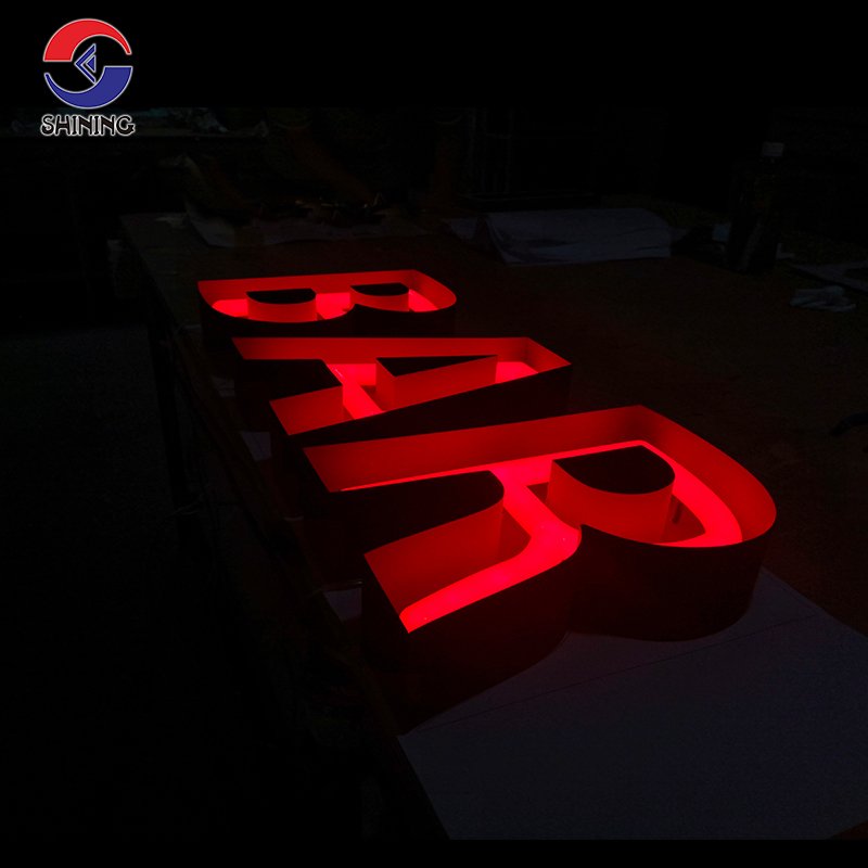 Custom Business Signs logo Outdoor 3D logo Shop Name Sign LED Outdoor Lighted Metal Channel Letters for Barbers Shop Sign