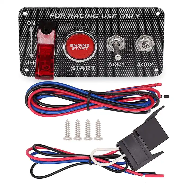 12V 24V Ignition Switch Panel LED Light Toggle Switch Car Engine Start Stop Push Button Switch Panel for Boat Racing Off Road