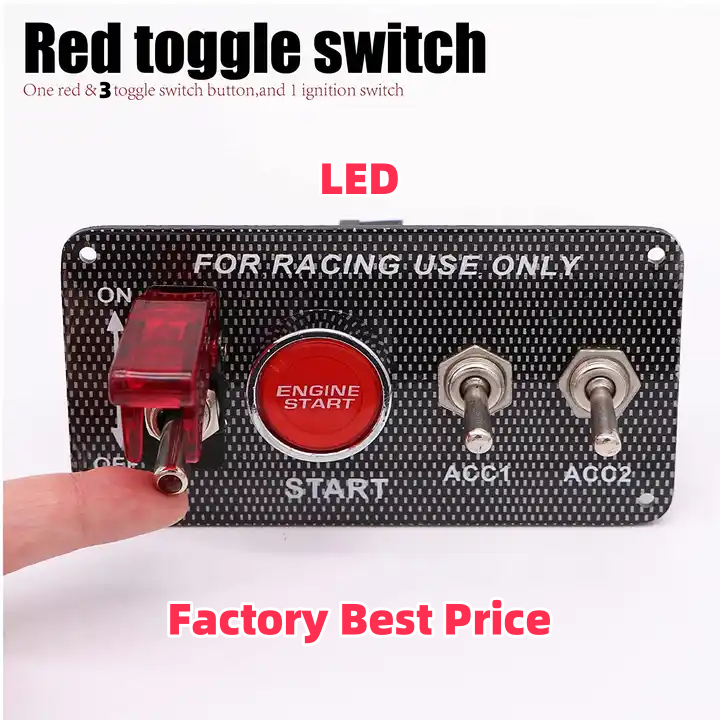 12V 24V Ignition Switch Panel LED Light Toggle Switch Car Engine Start Stop Push Button Switch Panel for Boat Racing Off Road