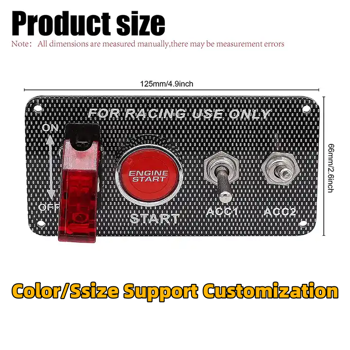 12V 24V Ignition Switch Panel LED Light Toggle Switch Car Engine Start Stop Push Button Switch Panel for Boat Racing Off Road