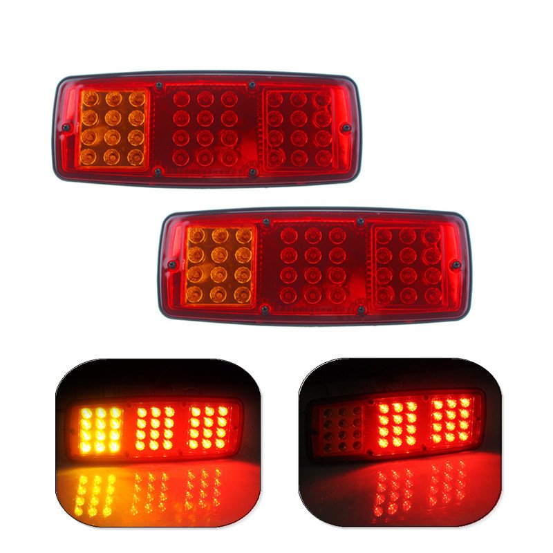 24V 12V 33 LEDs Car Trailer Truck Tail Light Rear Taillight Stop Brake Lights Turn Signal Indicator Lamp for Bus Van Caravan