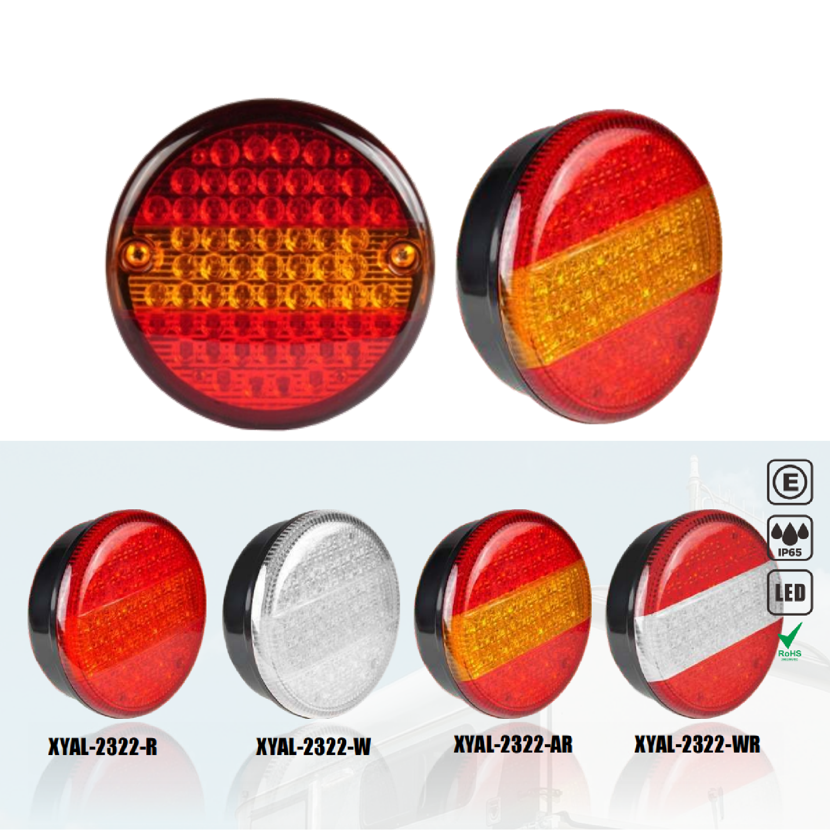 Round Hamburger Truck Tail Direction Indicator 12v Emergency Reversing Rear Light 24V Strobe Bus Tractor Indicator Brake Lights