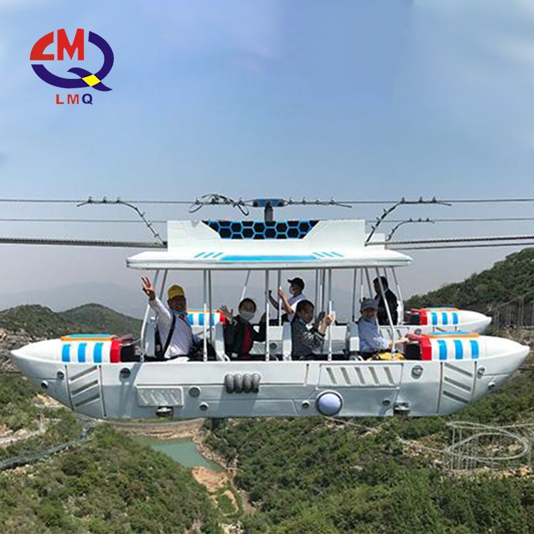 Ropeway Large Outdoor Adventure Rides Hanging Sightseeing Bus Retro Pirate Ship Design Airship Cableway for Sale