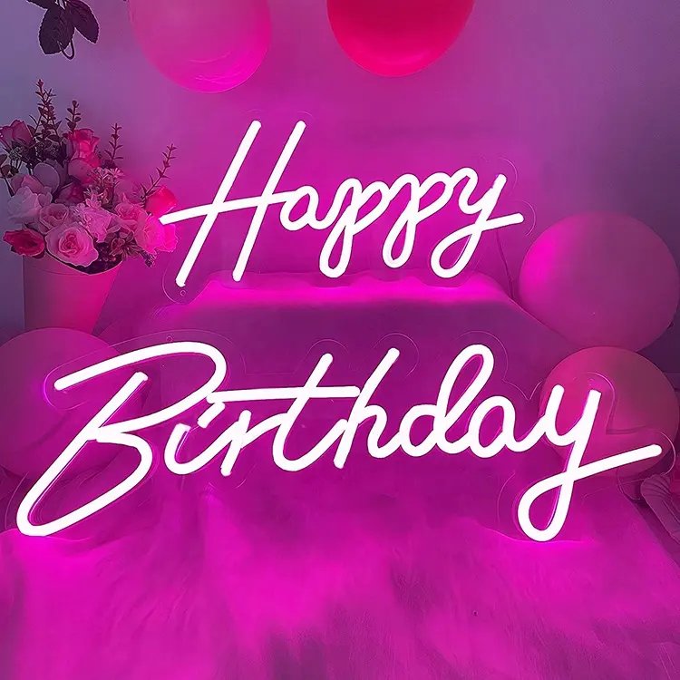 Manufacturer Custom LED Flex Happy Birthday Neon Letter Light Neon Sign Happy Birthday Custom Neon Sign for Party