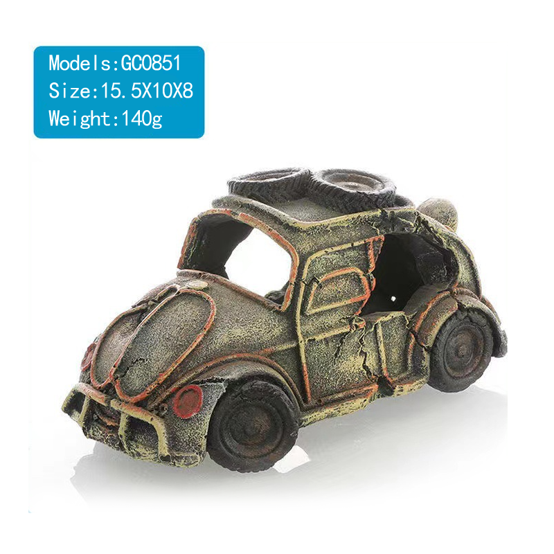 Simulation Car Figurine Fish tank Scenery Decoration Fish and Shrimp Shelter Resin Figurine Aquarium Bus Passenger Bus
