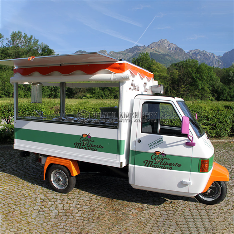 Piaggio Ape Electric Tape Tricycle Mobile Beer Juice Cocktail Drink Bar Coffee Shop Food Truck Cart for Sale