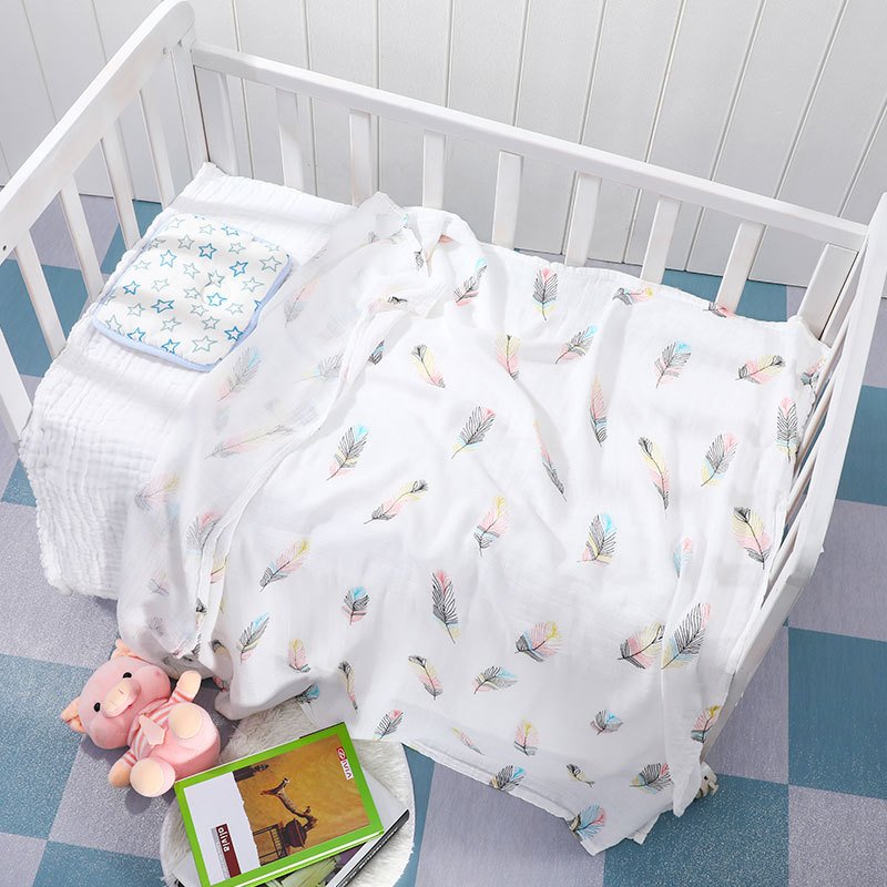 Cartoon Pattern Gauze Baby Bath Towel Quilt and Swaddling Towel Made of Bamboo Cotton for Newborn Hugging for Foreign Trade