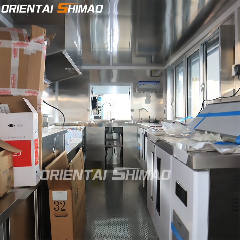 Stainless Steel Mobile Restaurant Food Cart bar Trailer Mobile Food Van Food Truck with Full Kitchen Equipment