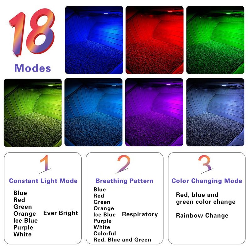 LED Interior Under Door Side Light for Car Foot Well Car Touch Ambient Light