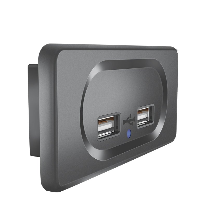 Bus Coach Seat Dc 12V Twin USB Socket Power Outlet Car Refitted Dual 2 Port Charger Rectangular Automotive BUS Usb Charger