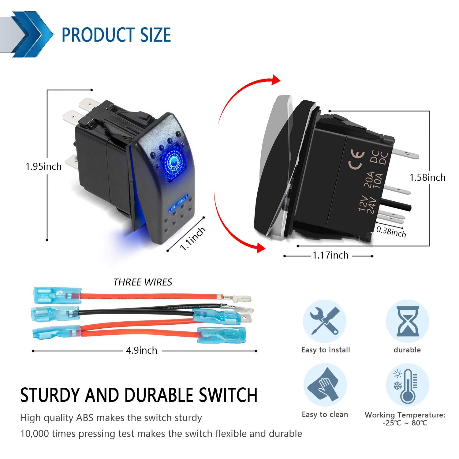 Carling Rocker Switch Cover 2-10 Pin on Off 12V 24V Off-Road Bus RV Marine Boat Car Truck LED Light Rocker Switch Waterproof