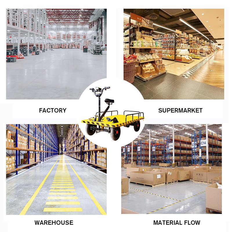 New Type of Electric Trolley Buses Heavy Steel Metal Warehouse Flatbed Truck Storage and Cargo Transportation Trolley