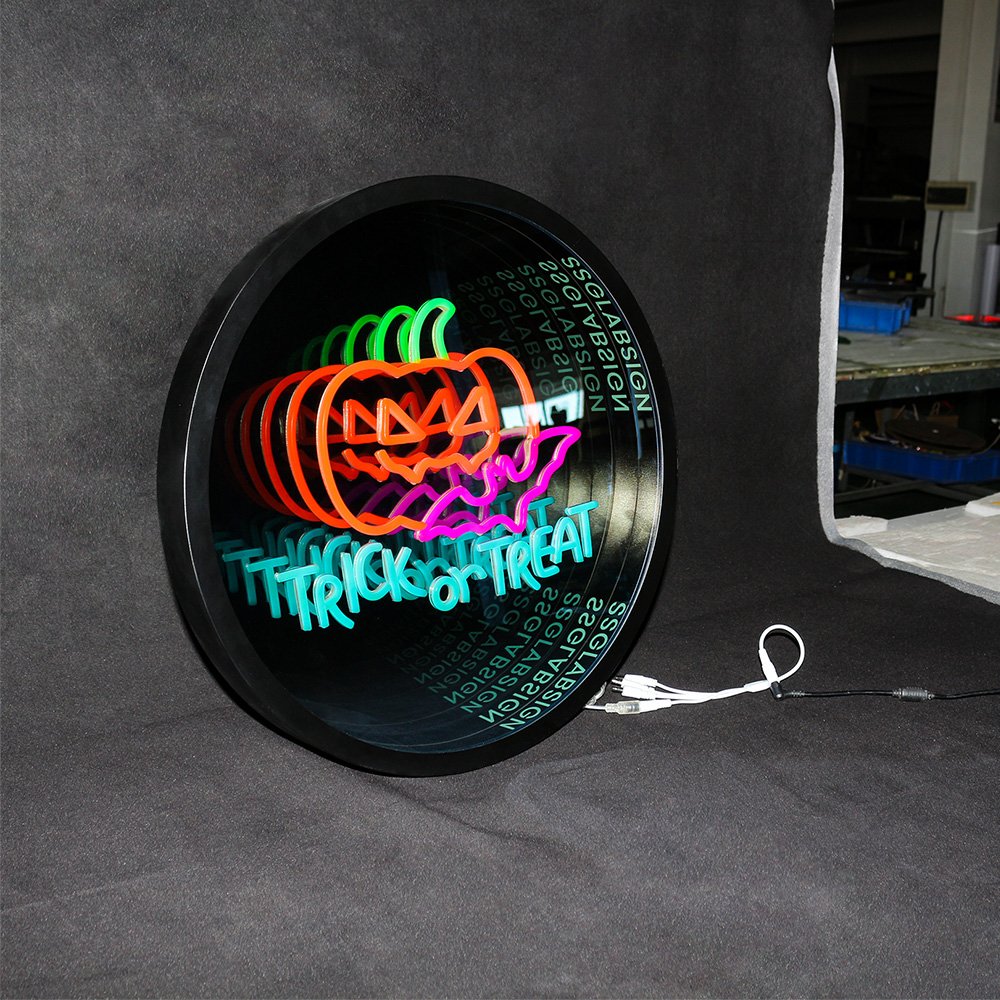 Customizable 3D Infinity Infinity Mirror Eye-Catching LED Acrylic Abyssal Mirror for Outdoor School Advertising Metal Neon Sign