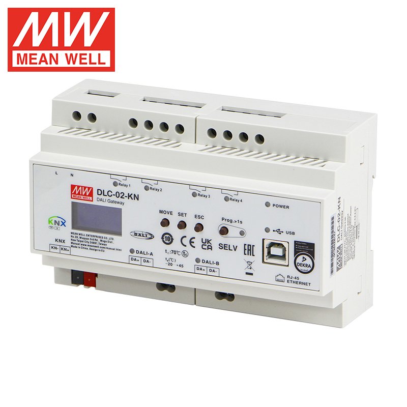 MEAN WELL DLC-02-KN DALI-2 Gateway Din Rail for Smart Home Lighting to the KNX installation