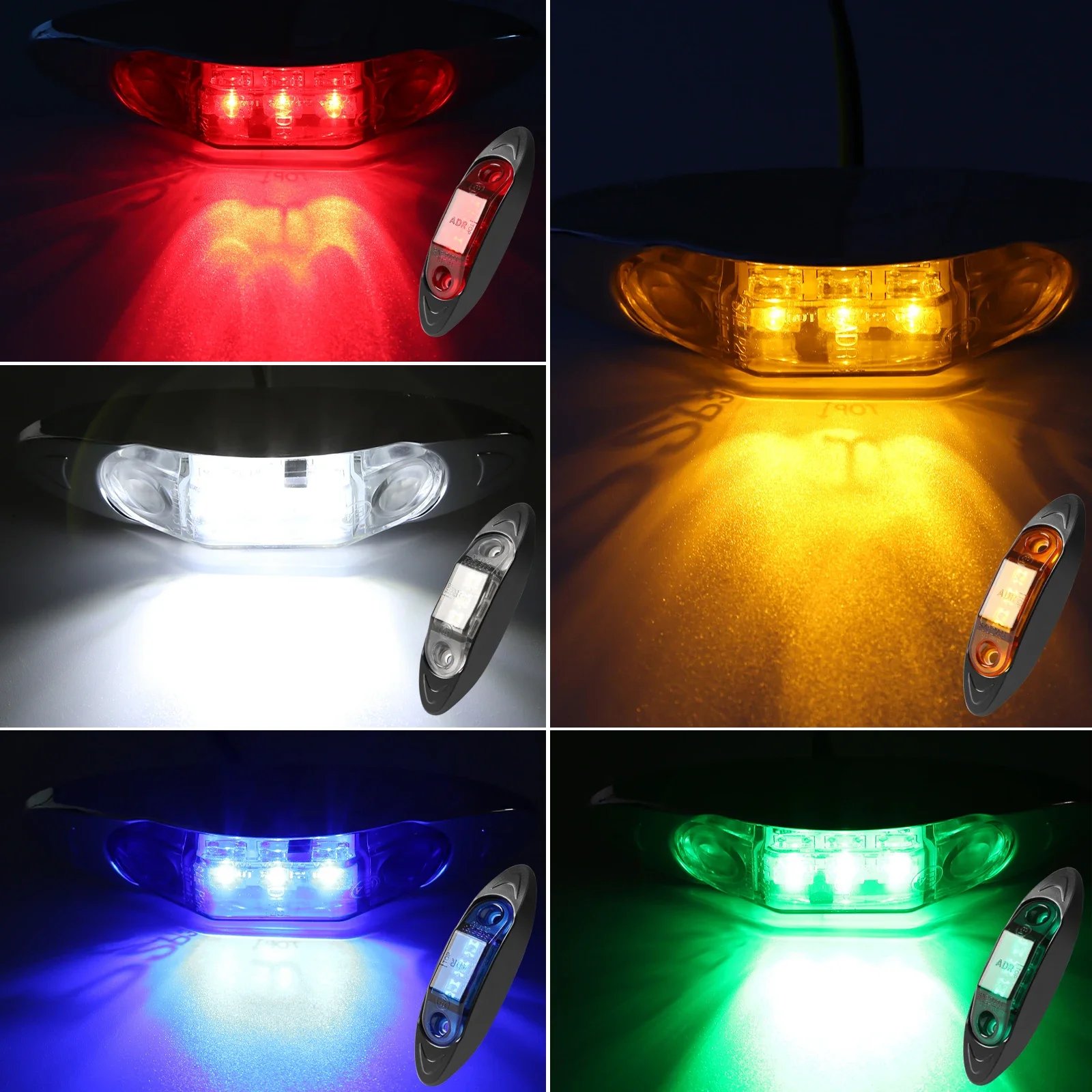 Universal LED Clearance and Side Marker Lights for Trucks Trailers Boats Cars Bus DC 12-24V Front and Rear Tail Indicators