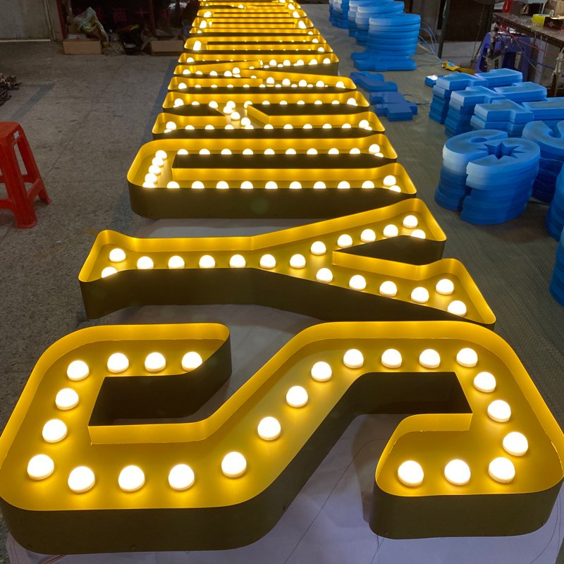 SHINING Vintage Led Signs Bulb Letters Customized 3D Led Illuminated Channel Letter Sign Store Sign Light up