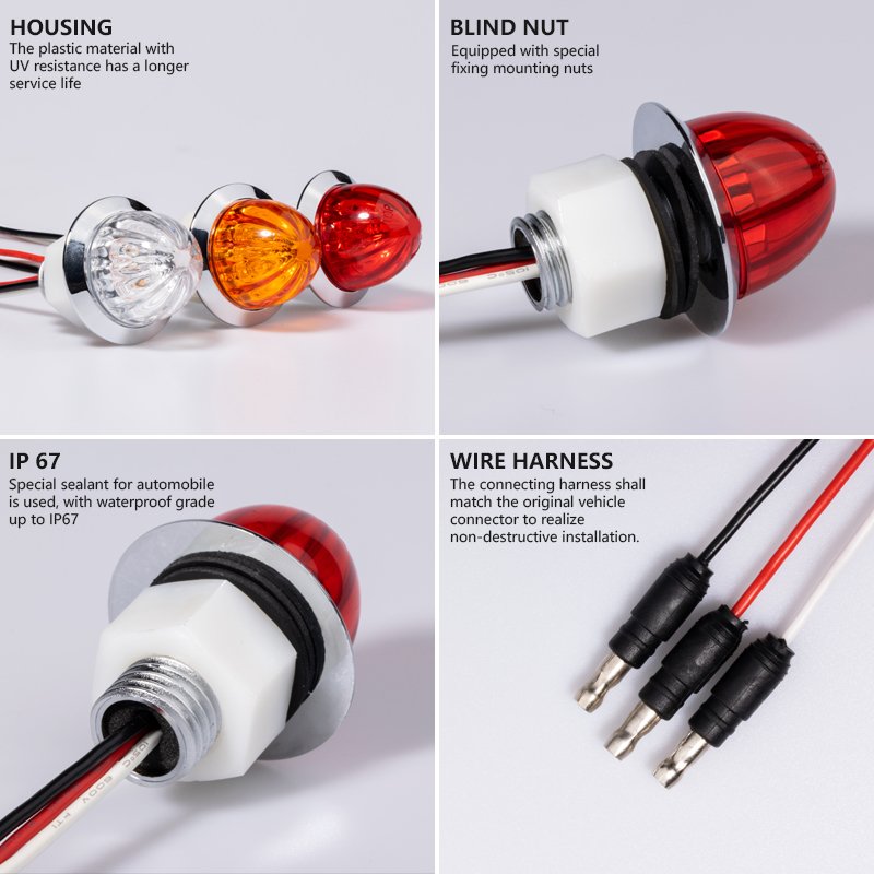 DOT Waterproof Led Side Marker Light for Bus Truck Trailer Truck 24V 12V Watermelon Truck Light