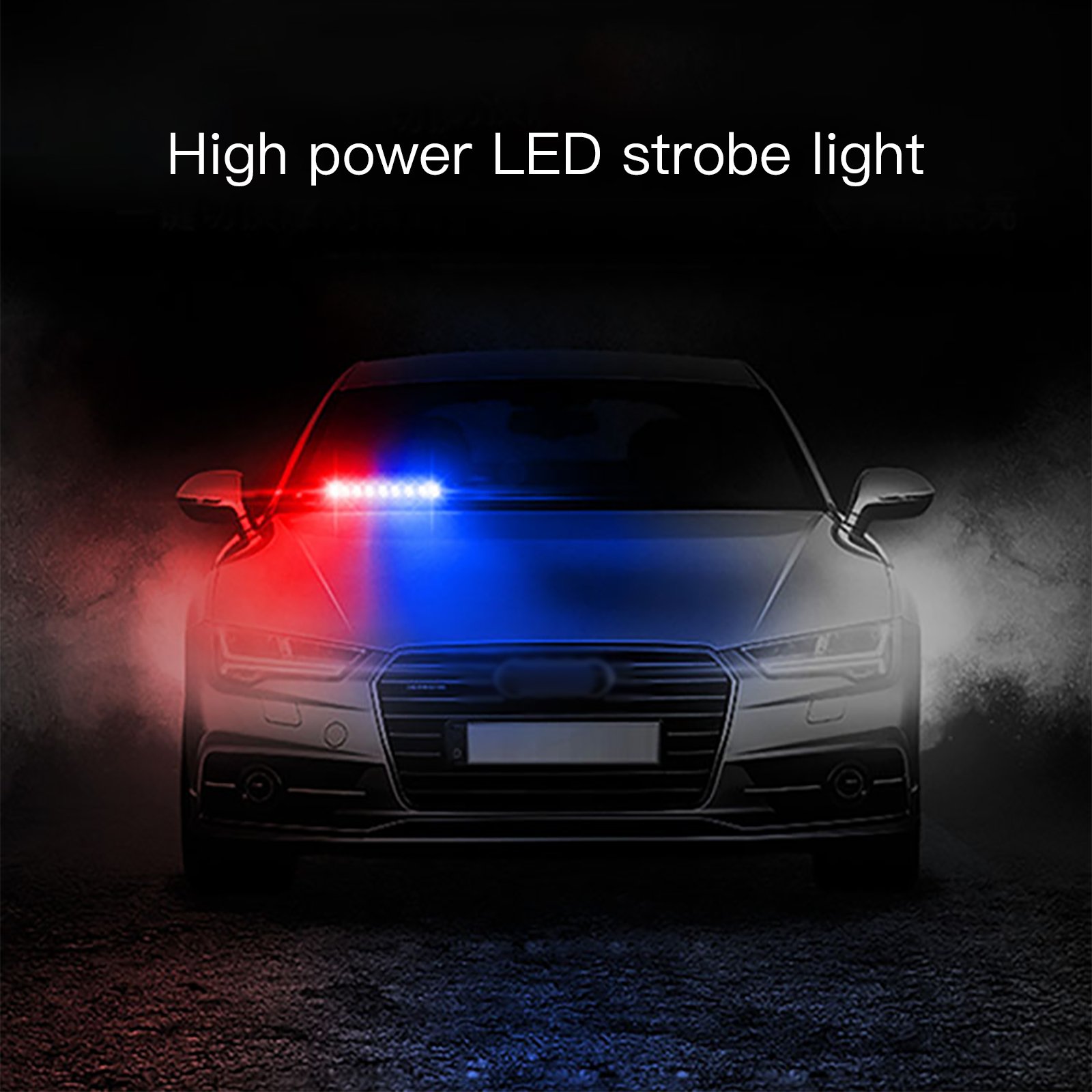 12V Car Strobe Flashing Lights Lamp 12LED Emergency Warning Light Truck Car Windshield Suction Cup Flashing Red/White/Blue Light