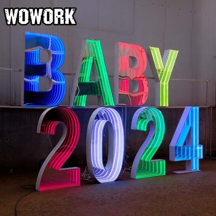 WOWORK 3ft 4ft Detachable Neon Led Collapsible Folding Frame Marquee Letter Number Light for Birthday Party Event Decoration