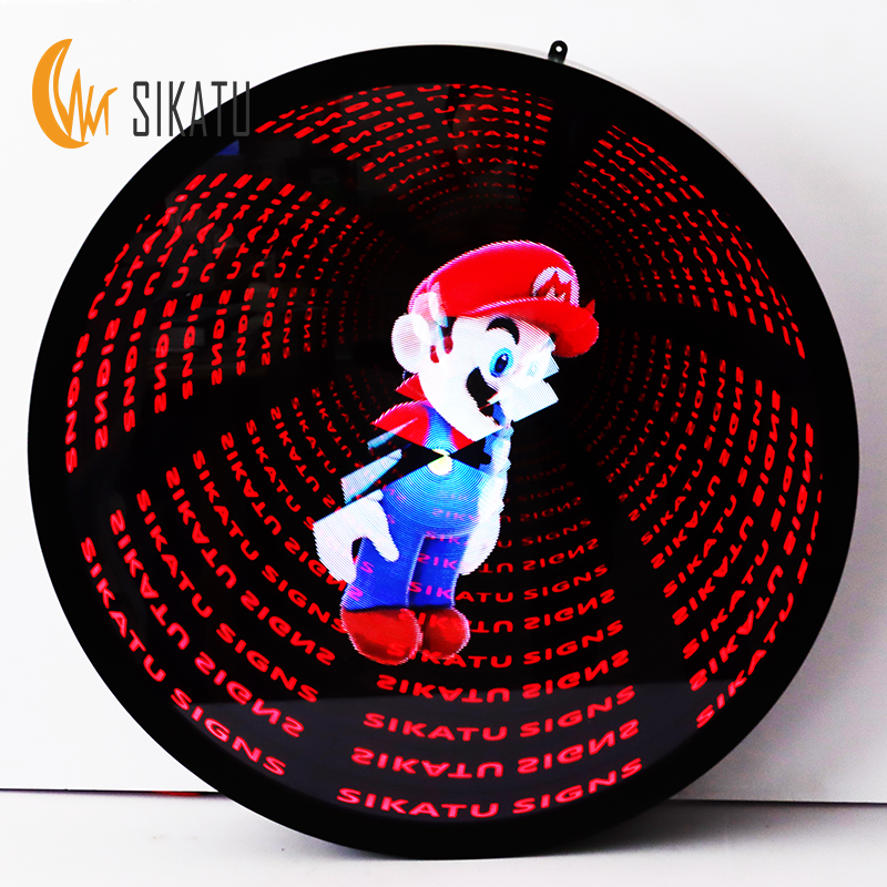Led 3D Hologram Fan Sign Boxes Tempered Glass App Control Infinity Mirror Holographic Fan 3D Hologram for Store Mall Party Bar