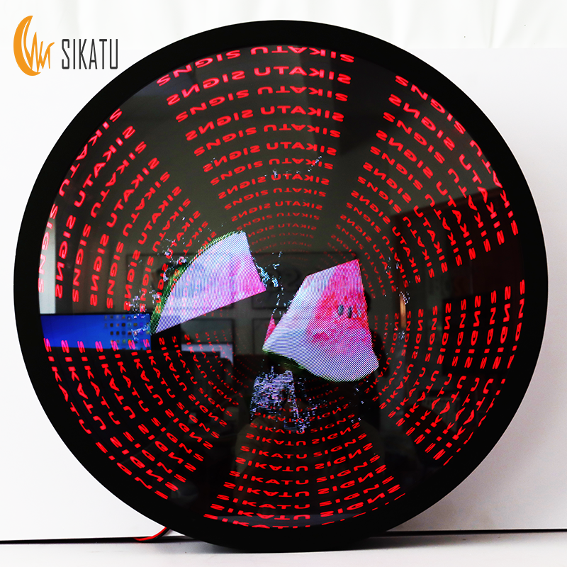 Led 3D Hologram Fan Sign Boxes Tempered Glass App Control Infinity Mirror Holographic Fan 3D Hologram for Store Mall Party Bar