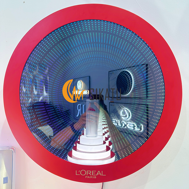 Led 3D Hologram Fan Sign Boxes Tempered Glass App Control Infinity Mirror Holographic Fan 3D Hologram for Store Mall Party Bar