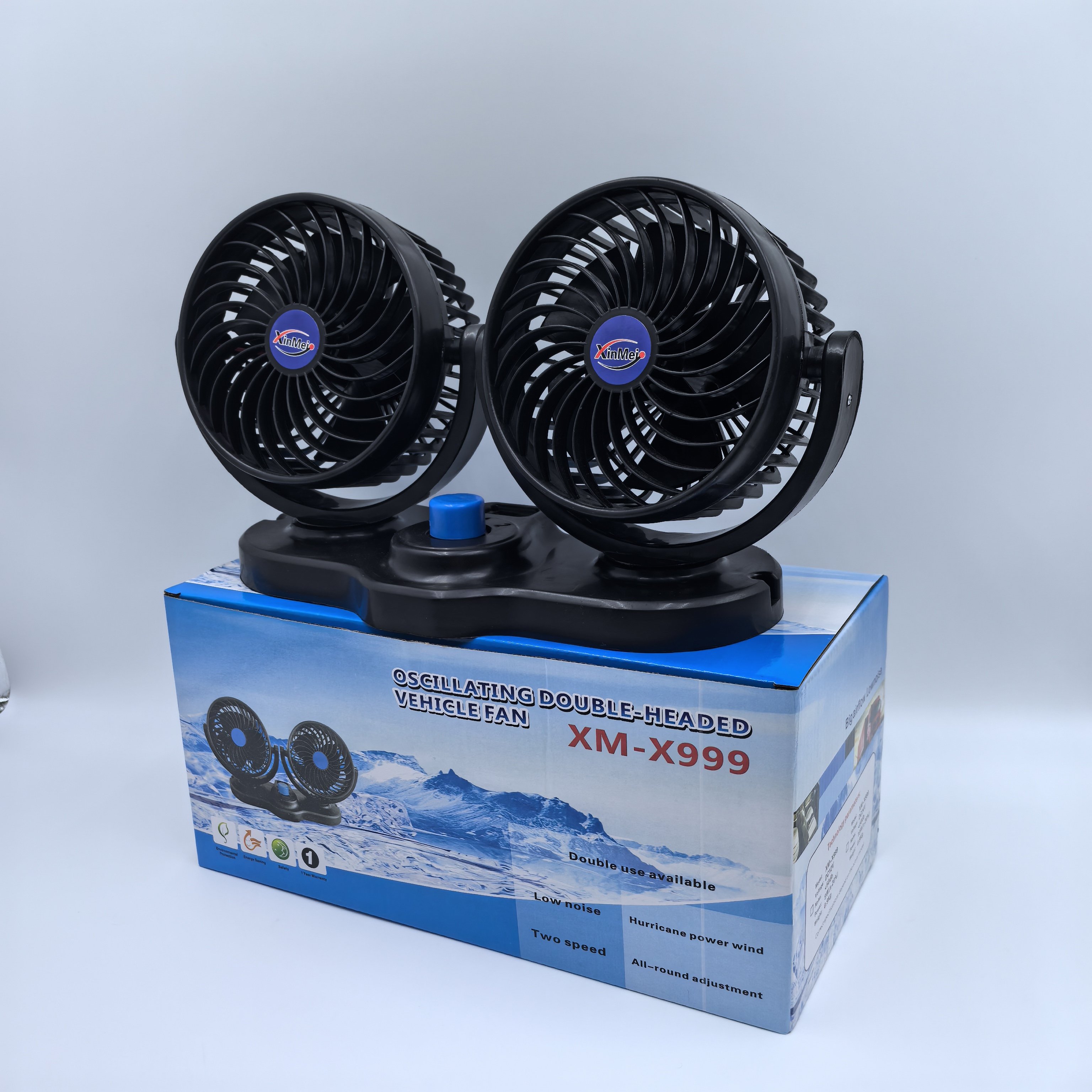 2023 Carfu Wholesale Car Interior Accessories 6 Inch Double Head Portable 12v Car Fan Ac-2316