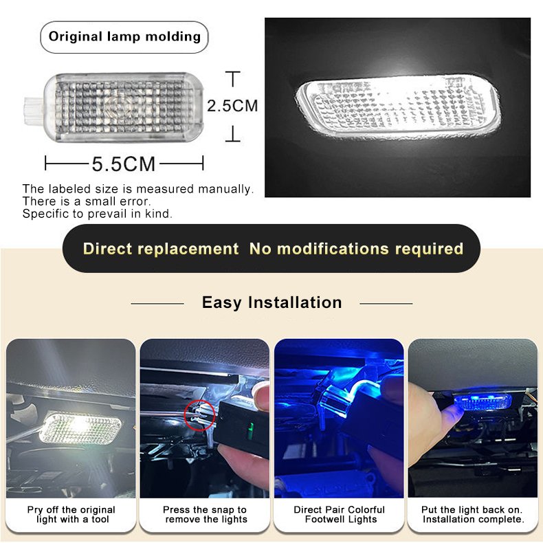 Audi Car Interior Rear LED Foot Well Light for Car Foot Well Car Touch Ambient Light