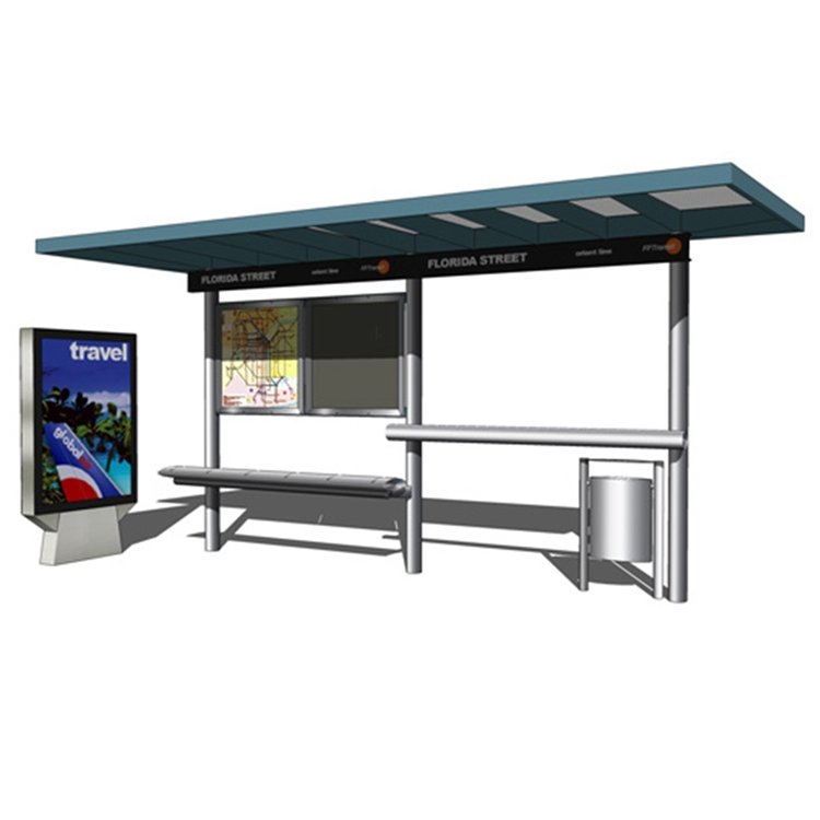Smart City Advertising Metal Bus Station Solar Power Bus Shelter With Light Box