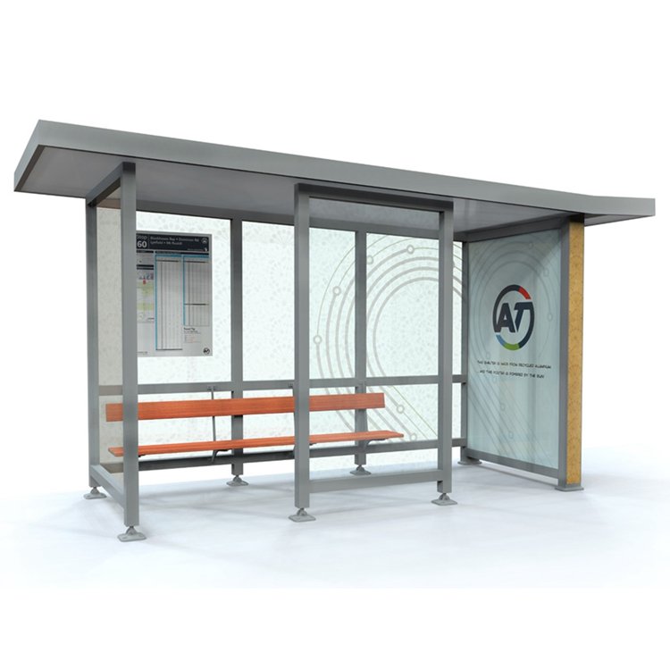 Smart City Advertising Metal Bus Station Solar Power Bus Shelter With Light Box