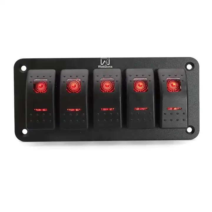 1 2 3 4 5 6 7 8 Gang Marine Car Rocker Switch Panel Waterproof 12V 24V on OFF Toggle Switch for Automotive Truck Boat RV Bus