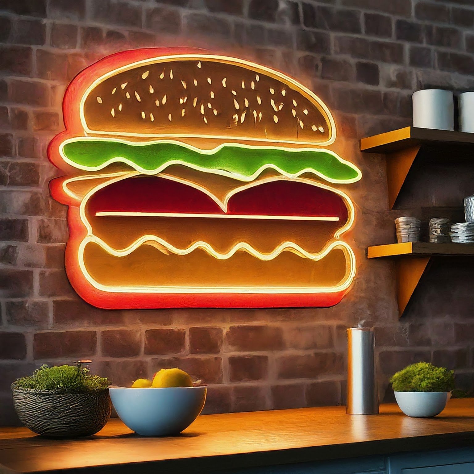 Waterproof LED Light Personalized Custom Made LED Strip Burger Shop Neon Business Sign Lamp Customize Hamburger Neon Flex Signs