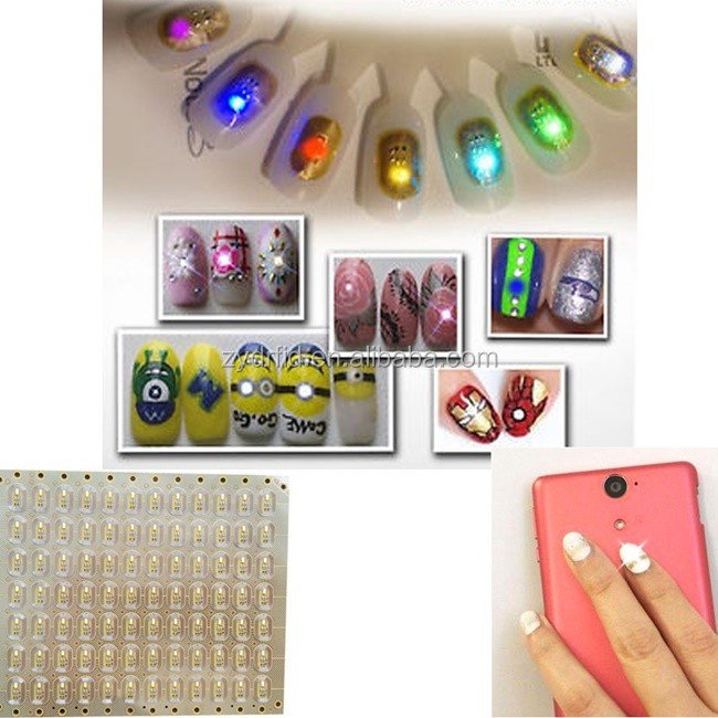 Plastic NFC Nail Sticker with LED Light Flash Affixed Scintillation 7 Days with Paper Bag 2pcs Free for Checking 100pcs