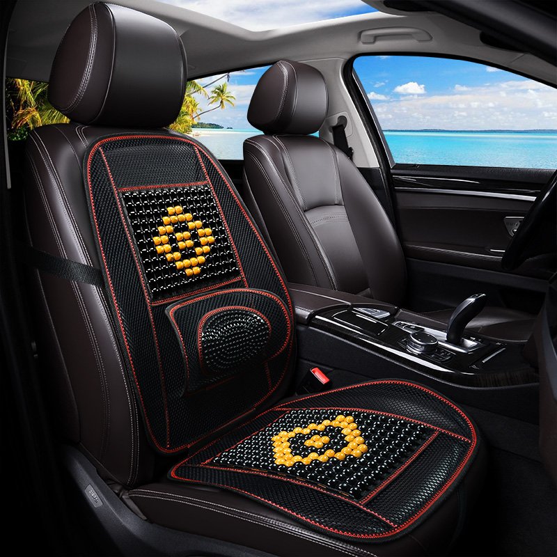Wood Bead Car Seat Cover Cushion, Cooling & Breathing, Automotive Beaded Driver Seat Massager Cushion for Lower Back Pain