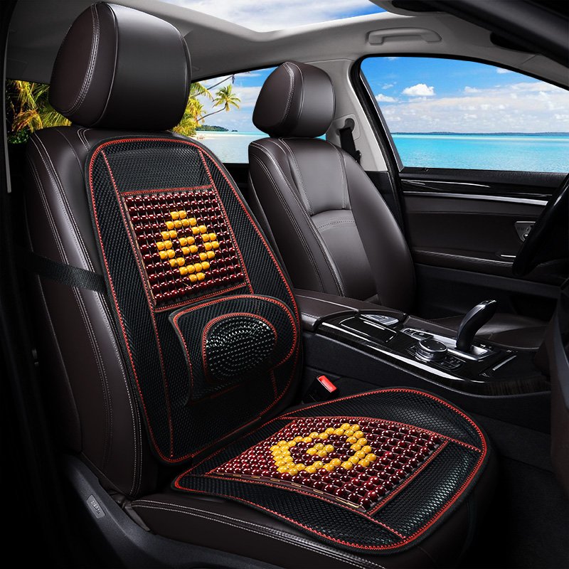 Wood Bead Car Seat Cover Cushion, Cooling & Breathing, Automotive Beaded Driver Seat Massager Cushion for Lower Back Pain