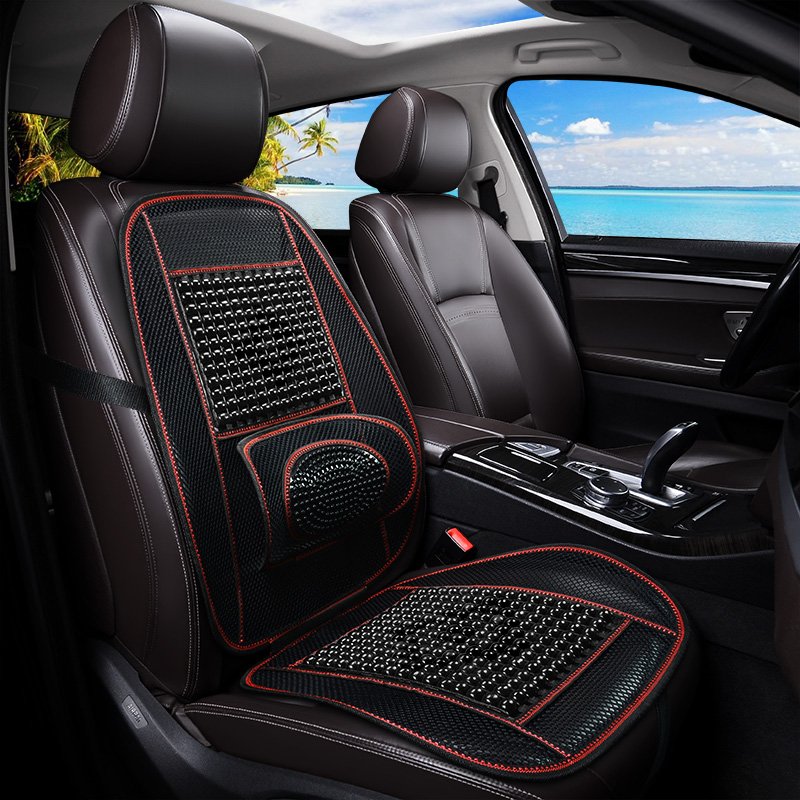 Wood Bead Car Seat Cover Cushion, Cooling & Breathing, Automotive Beaded Driver Seat Massager Cushion for Lower Back Pain