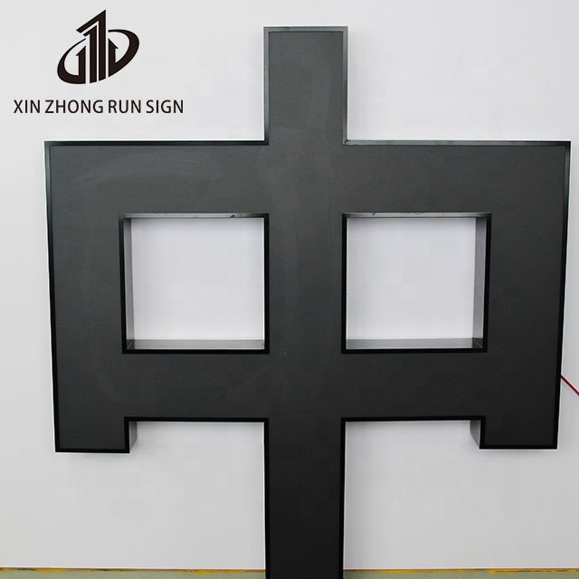 Custom Outdoor 3d Led Illuminated Letter Sign Black and White Sheet Acrylic Light up Logo 3d Front-lit Letter Signage