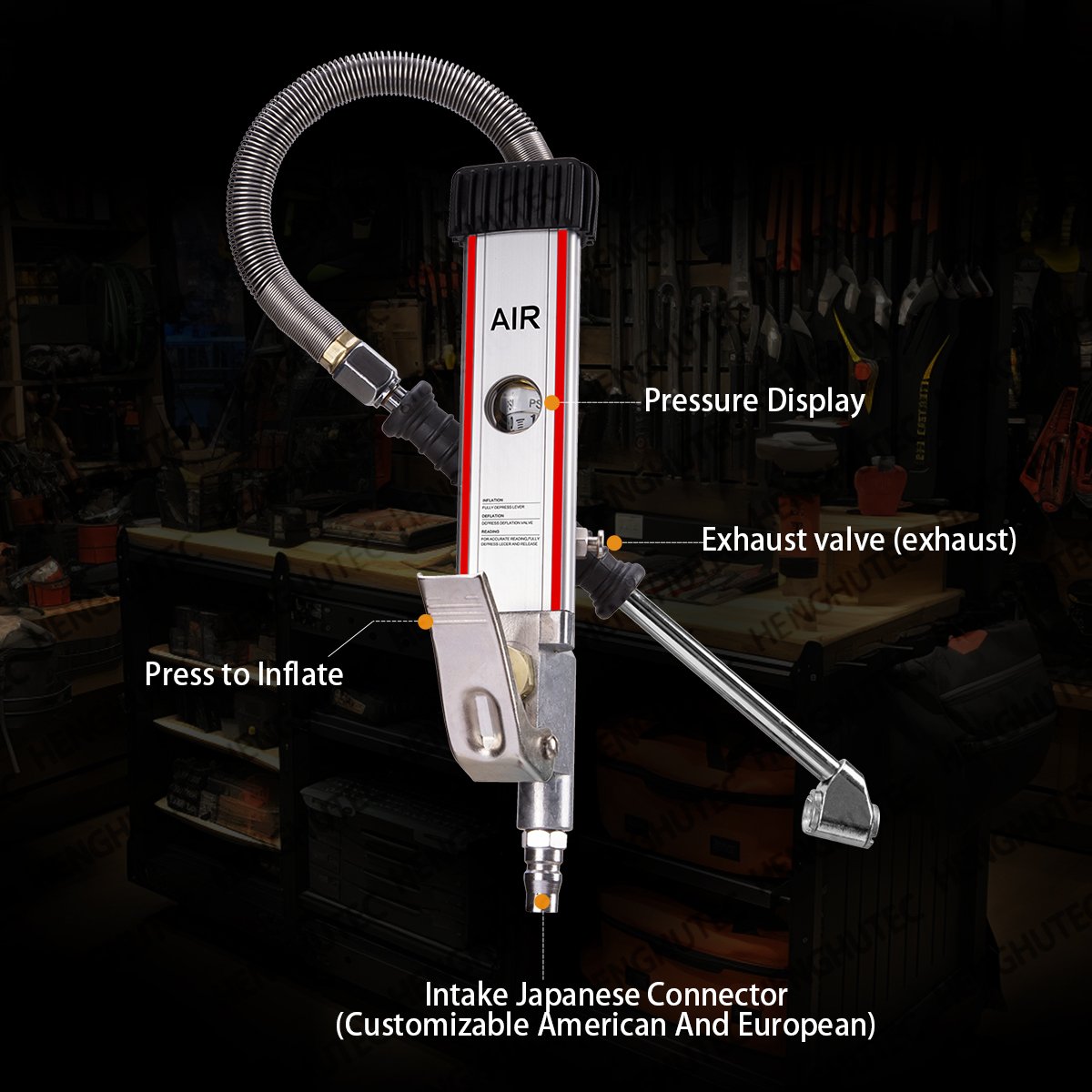 Professional Auto Repair Tool - 160Psi Built-in Tire Inflator with Air and Pressure Gauge for Precise Tyre Repair