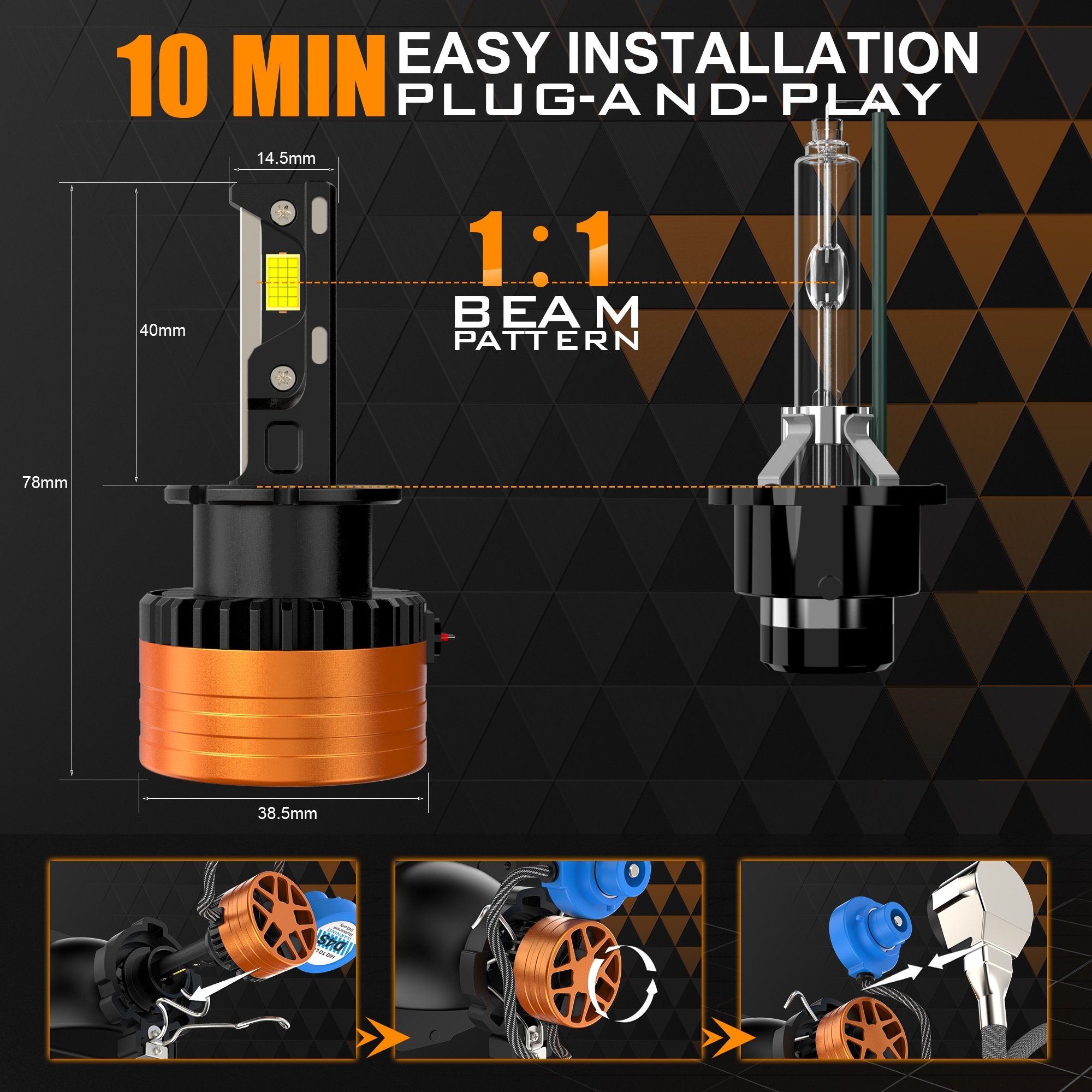 D30 Double Chips Size 110w 11000 Lumen 6500Kd1s D2s D8s D5s D3s Led Headlight Bulb for Car Lighting System