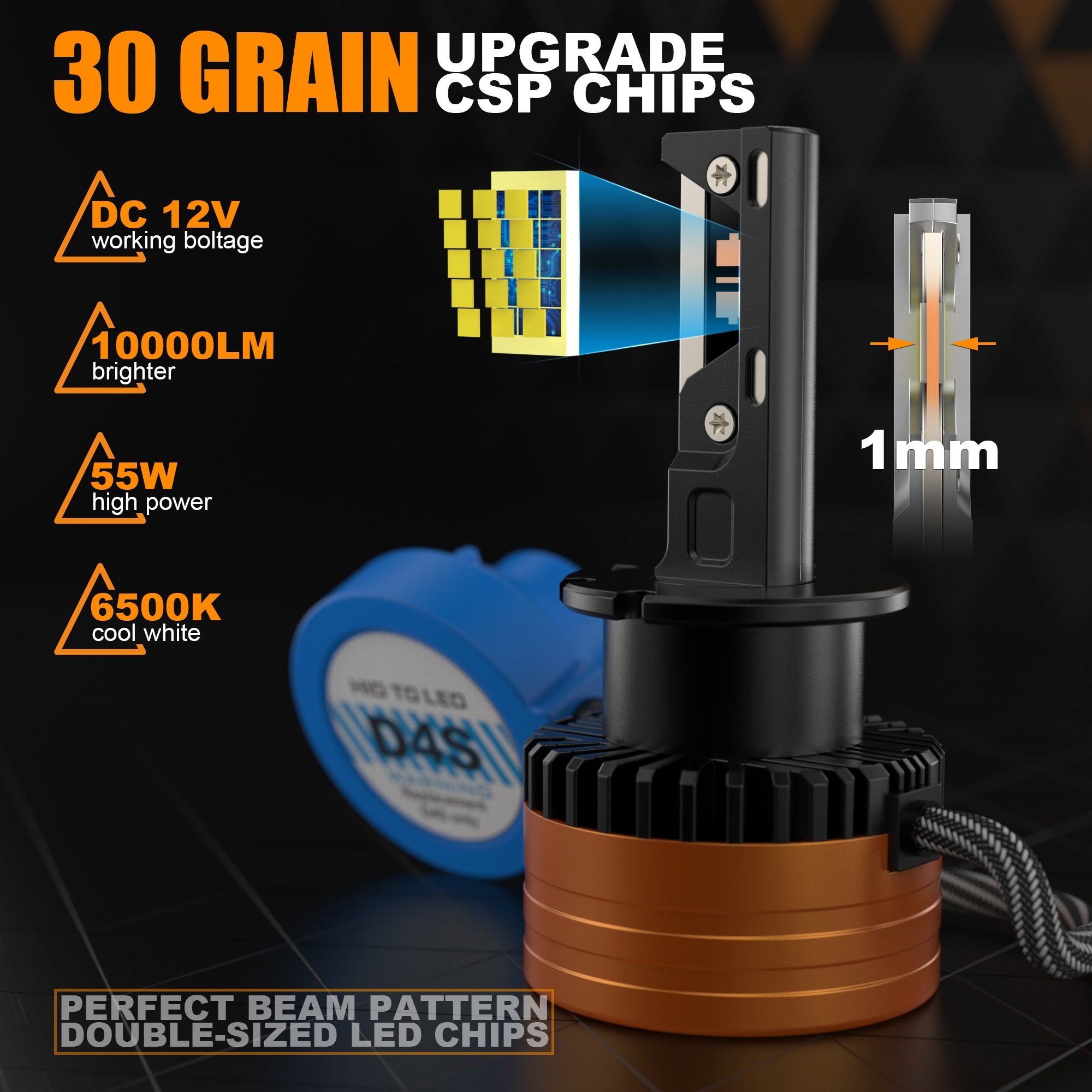 D30 Double Chips Size 110w 11000 Lumen 6500Kd1s D2s D8s D5s D3s Led Headlight Bulb for Car Lighting System