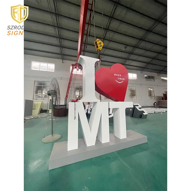 China Stainless Steel Double-Sided 3D Letters Large-Scale Landscape Letters Non-Illuminated Floor-Standing Letters