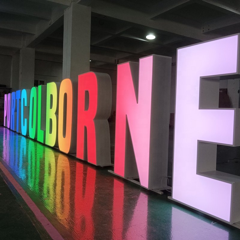 Kexian Customized RGB Giant 3D Standing Letters Metal Large Alphabet Letters Stainless Steel Outdoor Lighting Letter Led Sign
