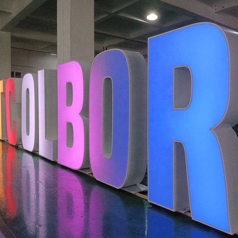 Kexian Customized RGB Giant 3D Standing Letters Metal Large Alphabet Letters Stainless Steel Outdoor Lighting Letter Led Sign